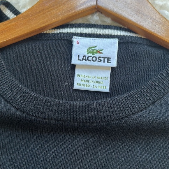 Lacoste black cotton jumper crew neck semi-fitted sweater - Picture 7 of 8